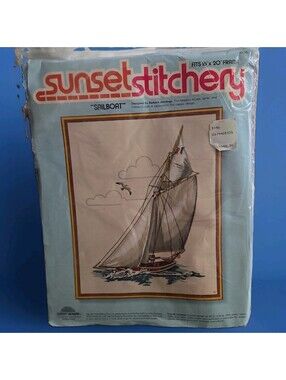 Sunset Stitchery Sailboat Crewel Embroidery Kit #2502 Vintage 1978 New